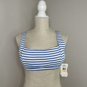 NWT Jessica Simpson Striped Print Bralette Bikini Top Blue Medium MSRP $58